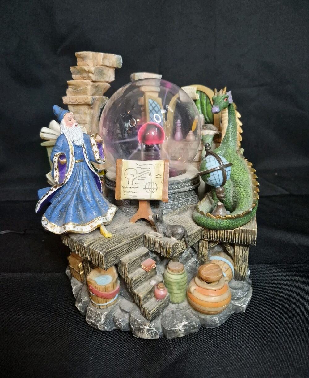 Mythical Treasures Wizard And Dragon Magic Globe Lights Up Night Light Porcelain
